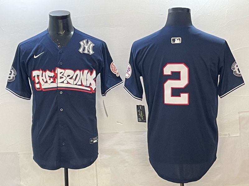 Men 2025 New York Yankees #2 Jeter Blue 4th generations Joint Name Nike MLB Jersey style 06->new york yankees->MLB Jersey